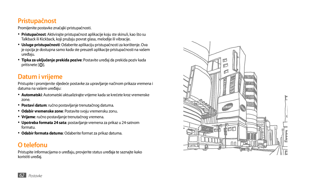 Samsung GT-P1000CWAVIP manual Pristupačnost, Datum i vrijeme, Telefonu, Promijenite postavke značajki pristupačnosti 