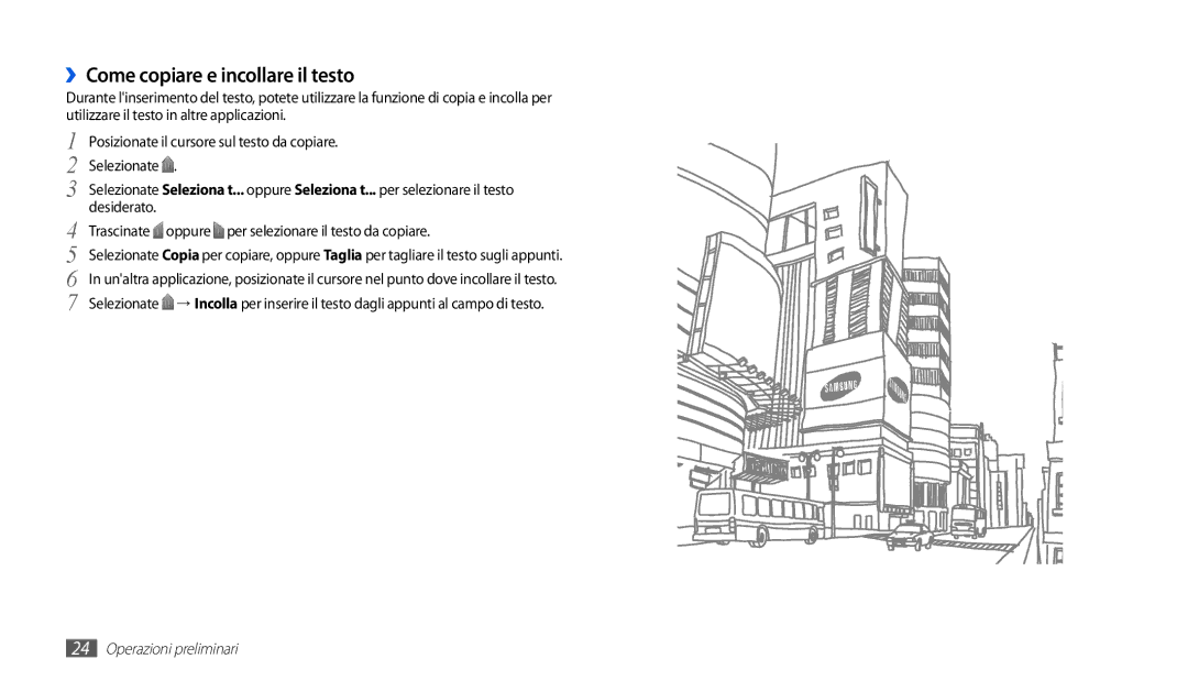 Samsung GT-P1000CWAVOM manual ››Come copiare e incollare il testo, Trascinate oppure per selezionare il testo da copiare 