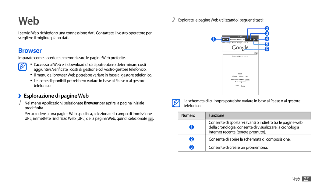 Samsung GT-P1000CWACOS, GT-P1000MSATIM, GT-P1000CWAFWB, GT-P1000CWDFWB manual Browser, ››Esplorazione di pagine Web 