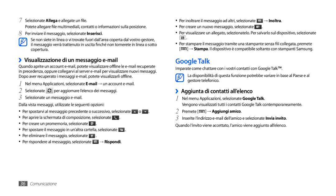 Samsung GT-P1000CWAITV manual ››Aggiunta di contatti all’elenco, Nel menu Applicazioni, selezionate Google Talk 