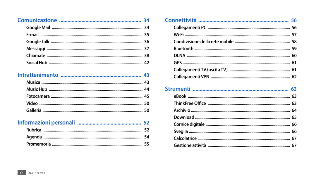 Samsung GT-P1000CWASMO, GT-P1000MSATIM, GT-P1000CWAFWB, GT-P1000CWDFWB, GT-P1000CWATIM, GT-P1000CWDITV manual Connettività 