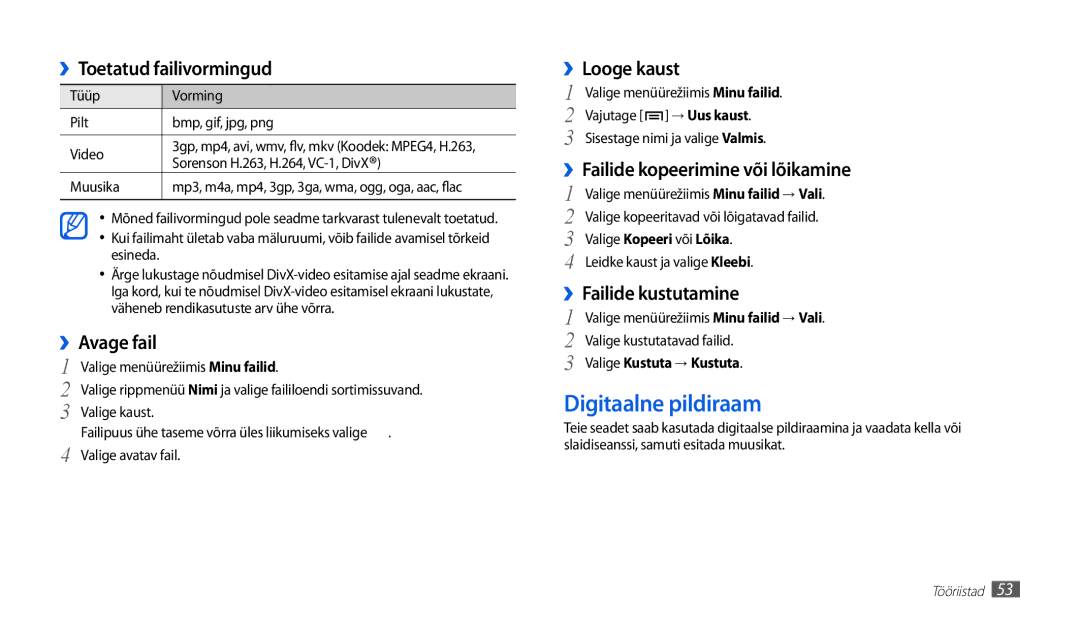 Samsung GT-P1010CWABAL manual Digitaalne pildiraam 