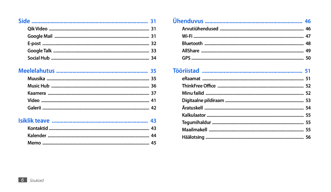 Samsung GT-P1010CWABAL manual Meelelahutus 