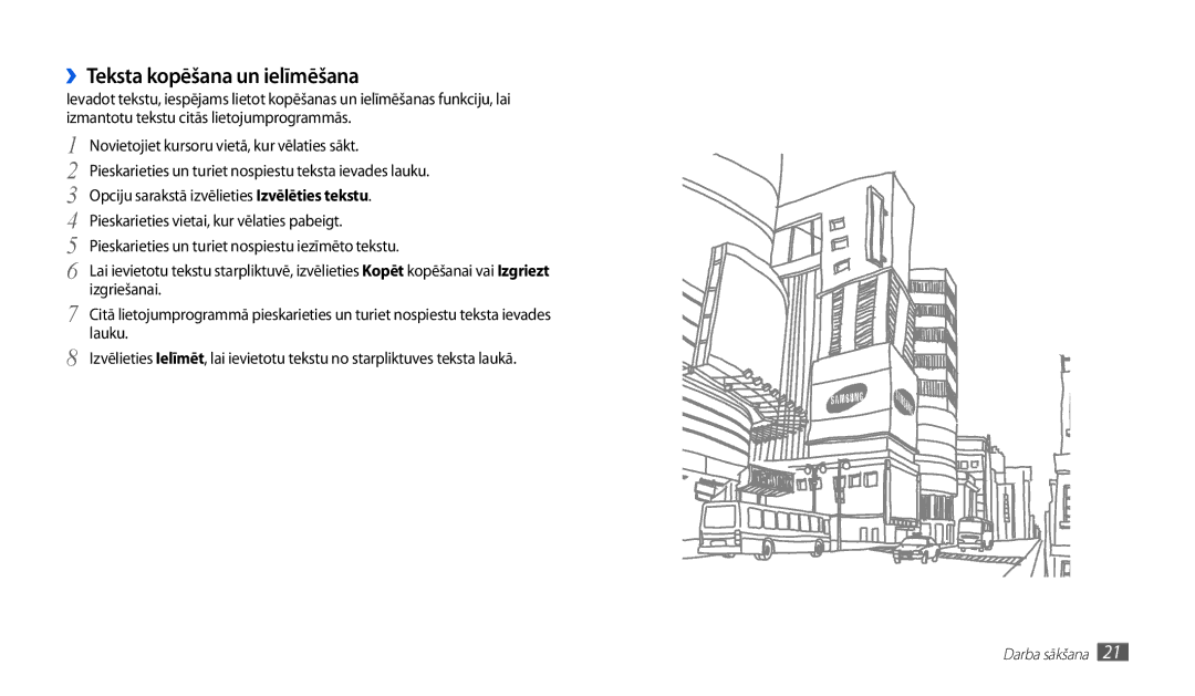 Samsung GT-P1010CWABAL manual ››Teksta kopēšana un ielīmēšana 