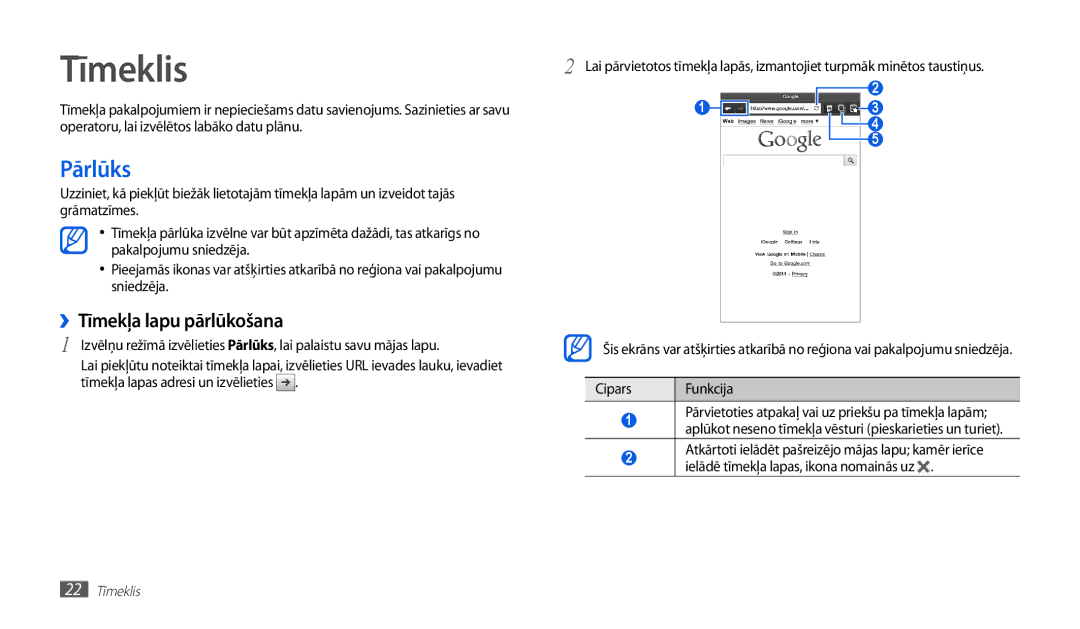 Samsung GT-P1010CWABAL manual Tīmeklis, Pārlūks, ››Tīmekļa lapu pārlūkošana 