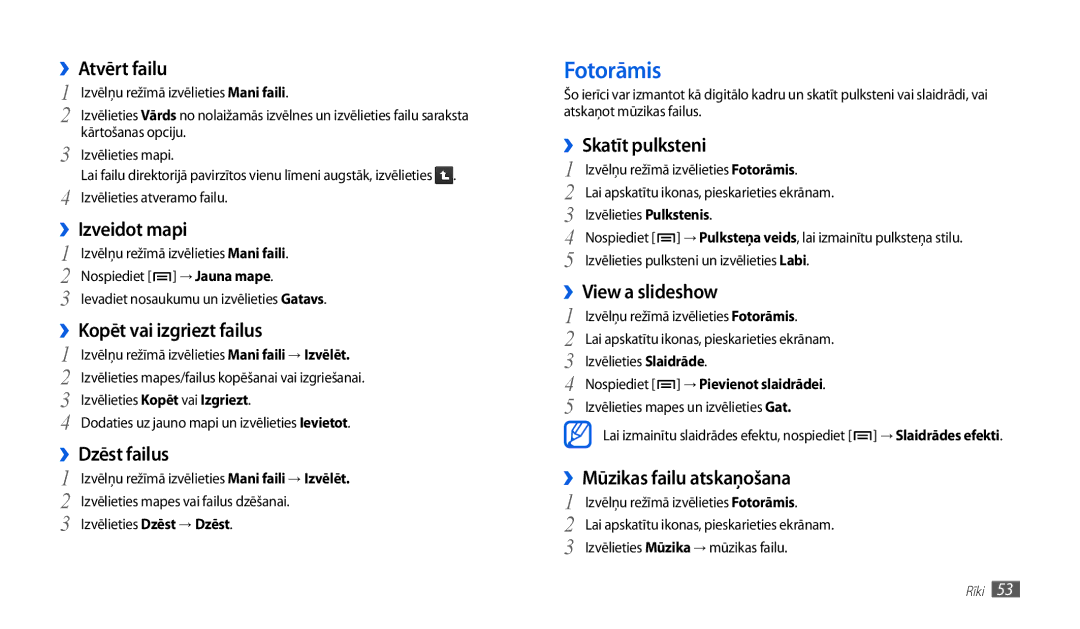 Samsung GT-P1010CWABAL manual Fotorāmis 