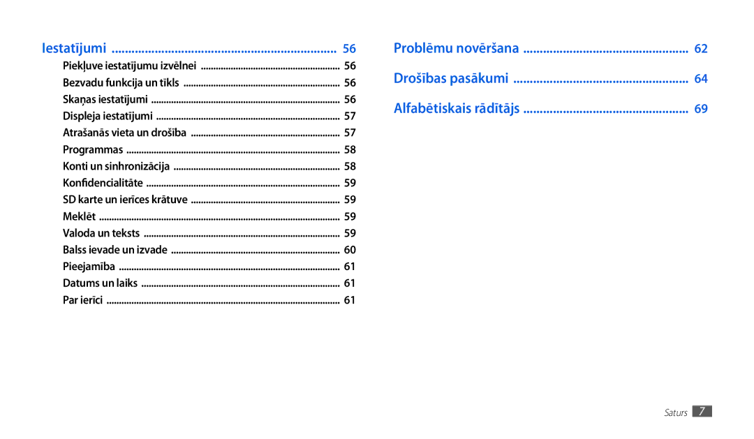 Samsung GT-P1010CWABAL manual Iestatījumi 