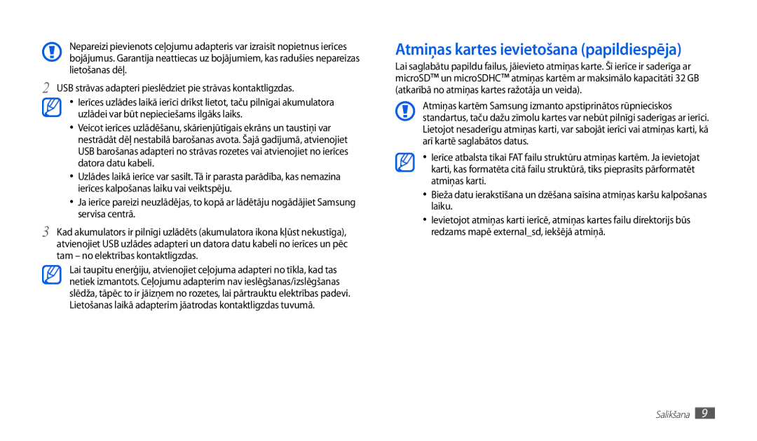 Samsung GT-P1010CWABAL manual Atmiņas kartes ievietošana papildiespēja 