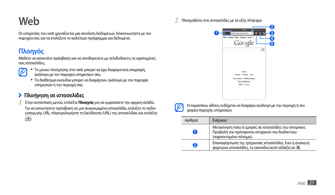 Samsung GT-P1010CWAEUR manual Web, Πλοηγός, ››Πλοήγηση σε ιστοσελίδες 