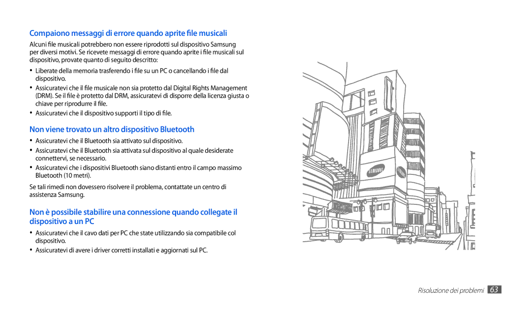 Samsung GT-P1010CWAITV manual Compaiono messaggi di errore quando aprite file musicali 