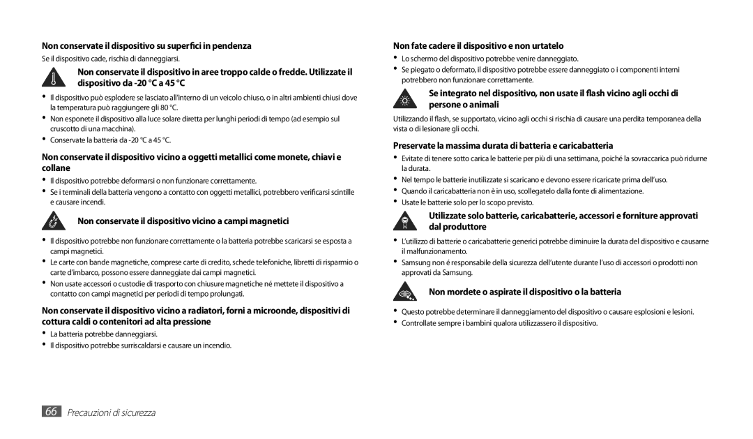 Samsung GT-P1010CWAITV manual Non conservate il dispositivo su superfici in pendenza 