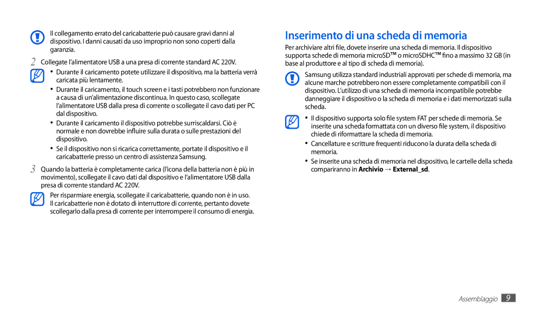 Samsung GT-P1010CWAITV manual Inserimento di una scheda di memoria 