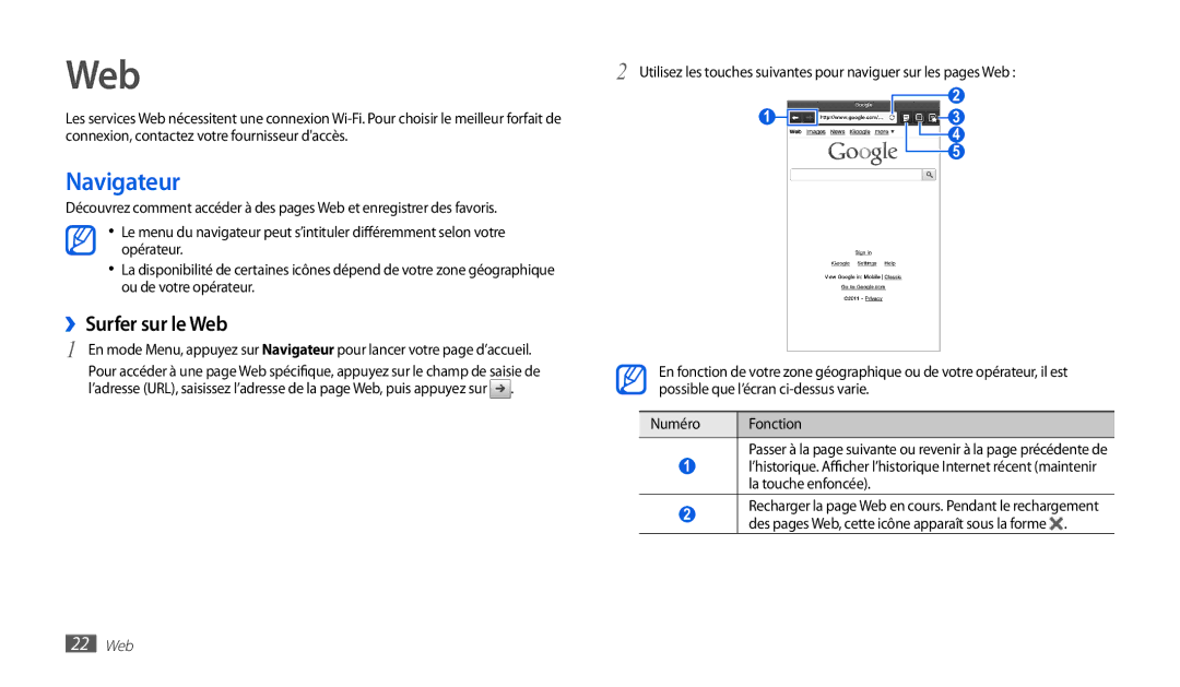 Samsung GT-P1010CWAXEF manual Navigateur, ››Surfer sur le Web 