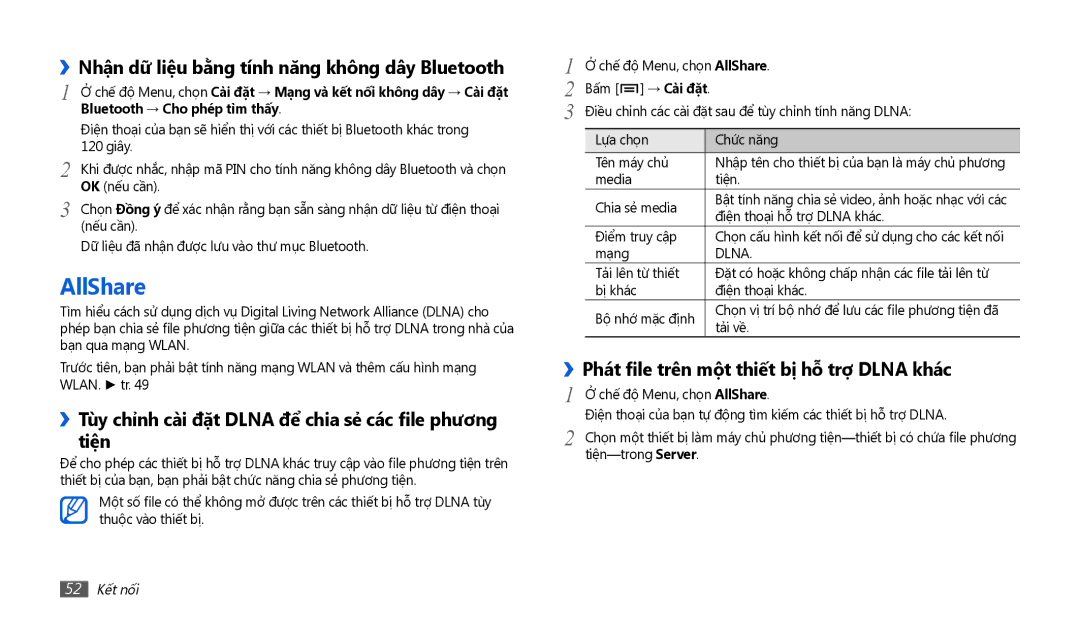 Samsung GT-P1010CWAXEV manual AllShare, ››Nhận dữ̃ liệu bằng tính năng không dây Bluetooth, Bluetooth → Cho phep tim thây 