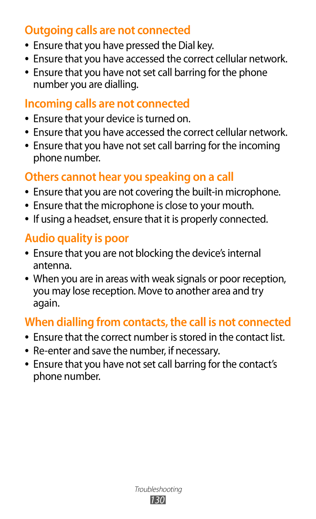 Samsung GT-P3100 Ensure that you have pressed the Dial key, Number you are dialling, Ensure that your device is turned on 