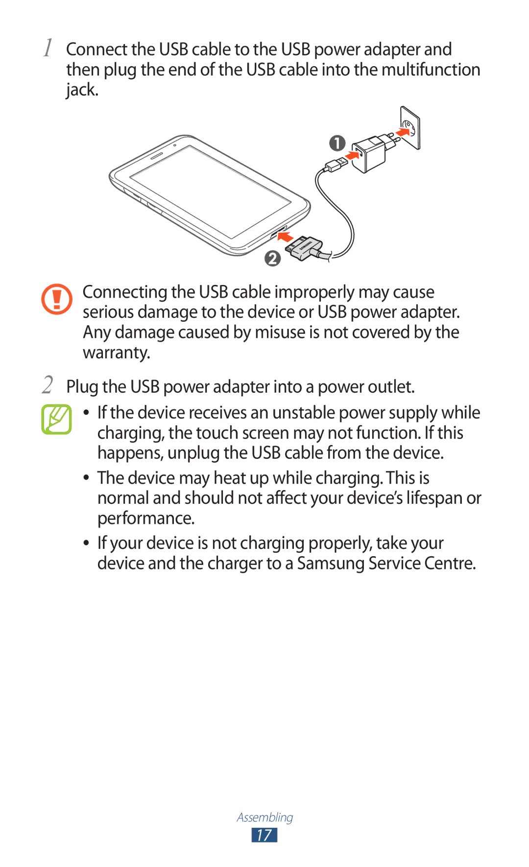 Samsung GT-P3100 user manual Assembling 