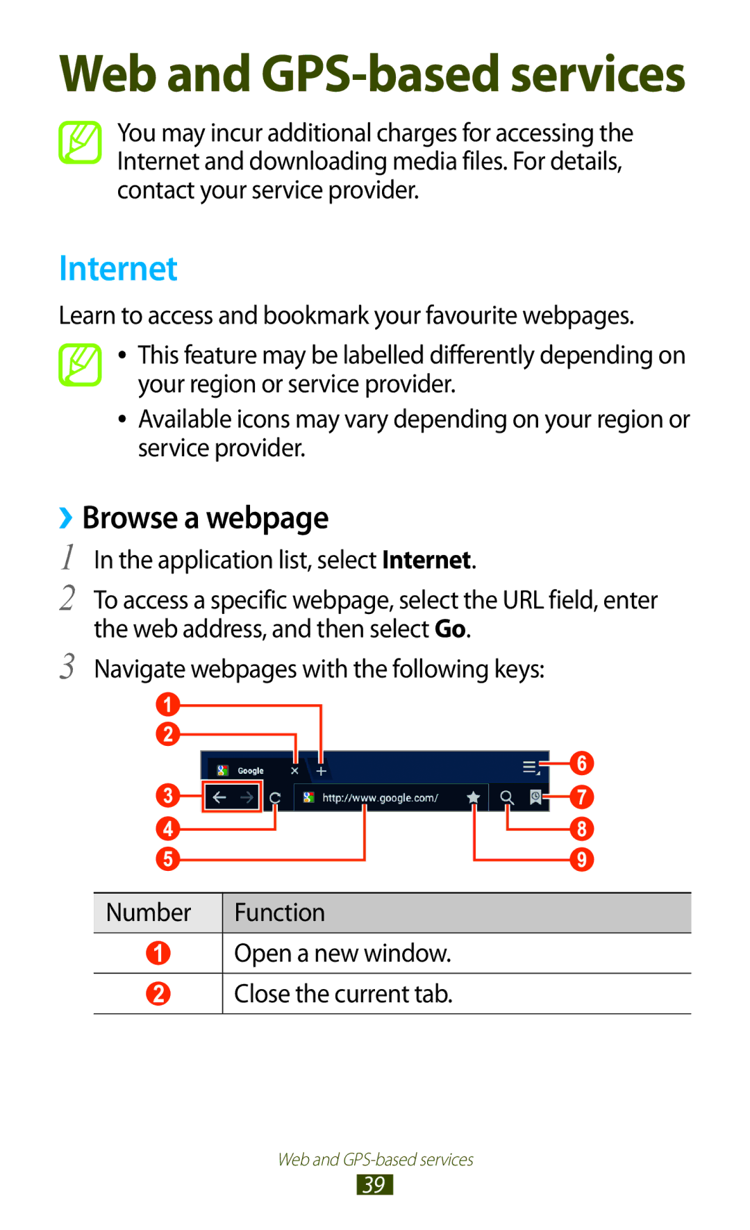 Samsung GT-P3100 user manual Internet, ››Browse a webpage 