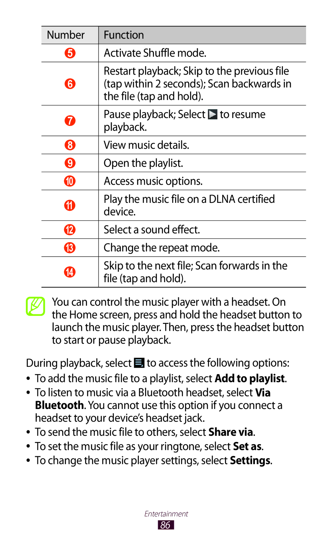 Samsung GT-P3100 Play the music file on a Dlna certified device, To change the music player settings, select Settings 