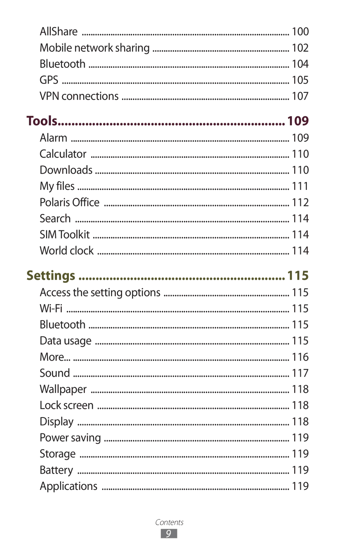 Samsung GT-P3100 user manual Tools 