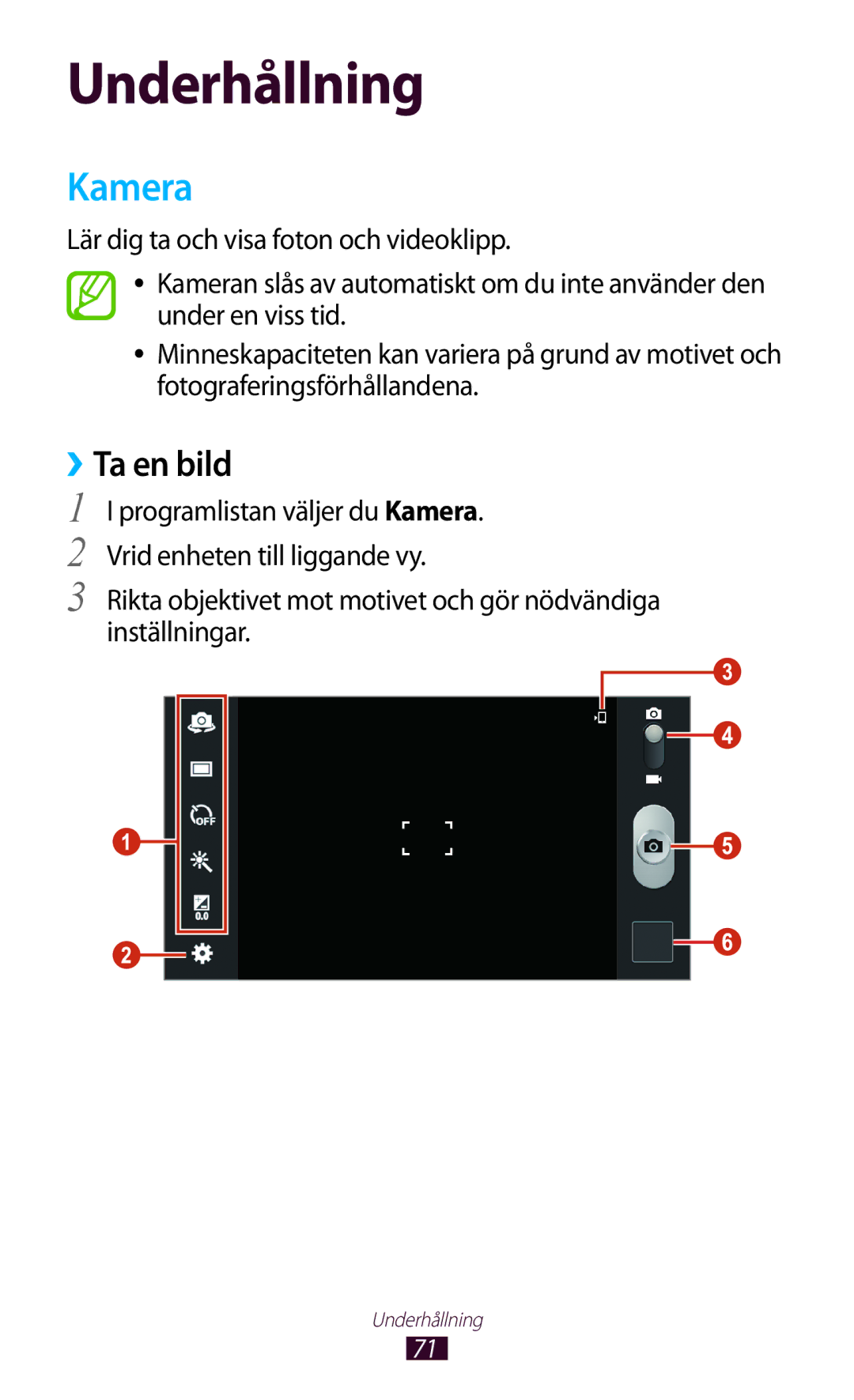 Samsung GT-P3100GRANEE, GT-P3100TSANEE, GT-P3100ZWANEE manual Kamera, ››Ta en bild 