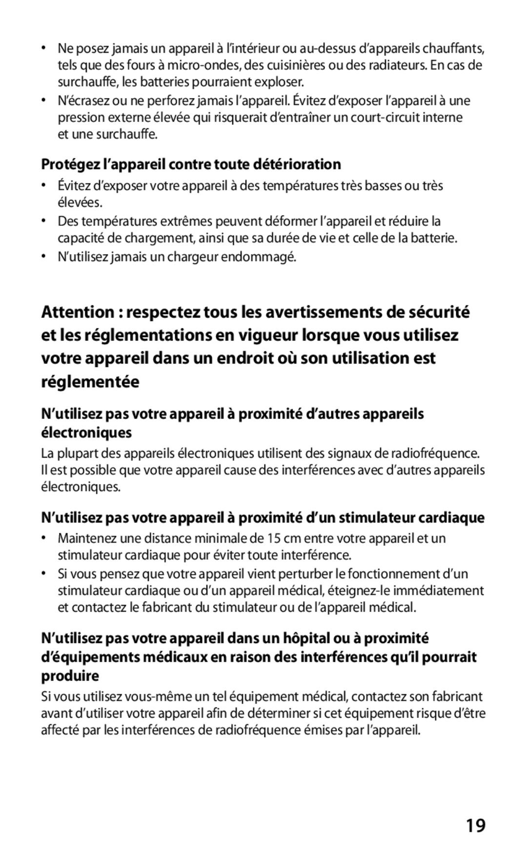 Samsung GT-P3100TSAXEF, GT-P3100TSASFR, GT-P3100TSAFTM, GT-P3100ZWEXEF manual Protégez l’appareil contre toute détérioration 