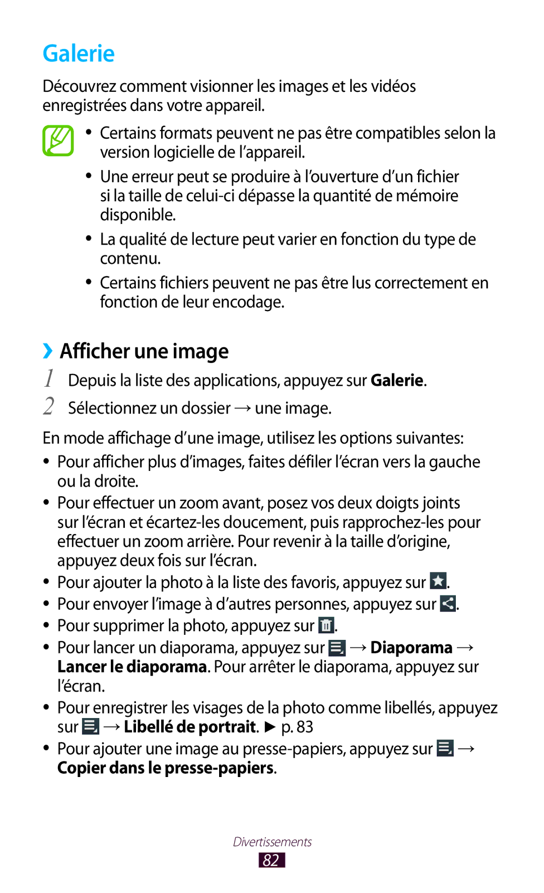 Samsung GT-P3100TSABOG, GT-P3100TSASFR, GT-P3100TSAFTM, GT-P3100ZWEXEF, GT-P3100TSESFR manual Galerie, ››Afficher une image 