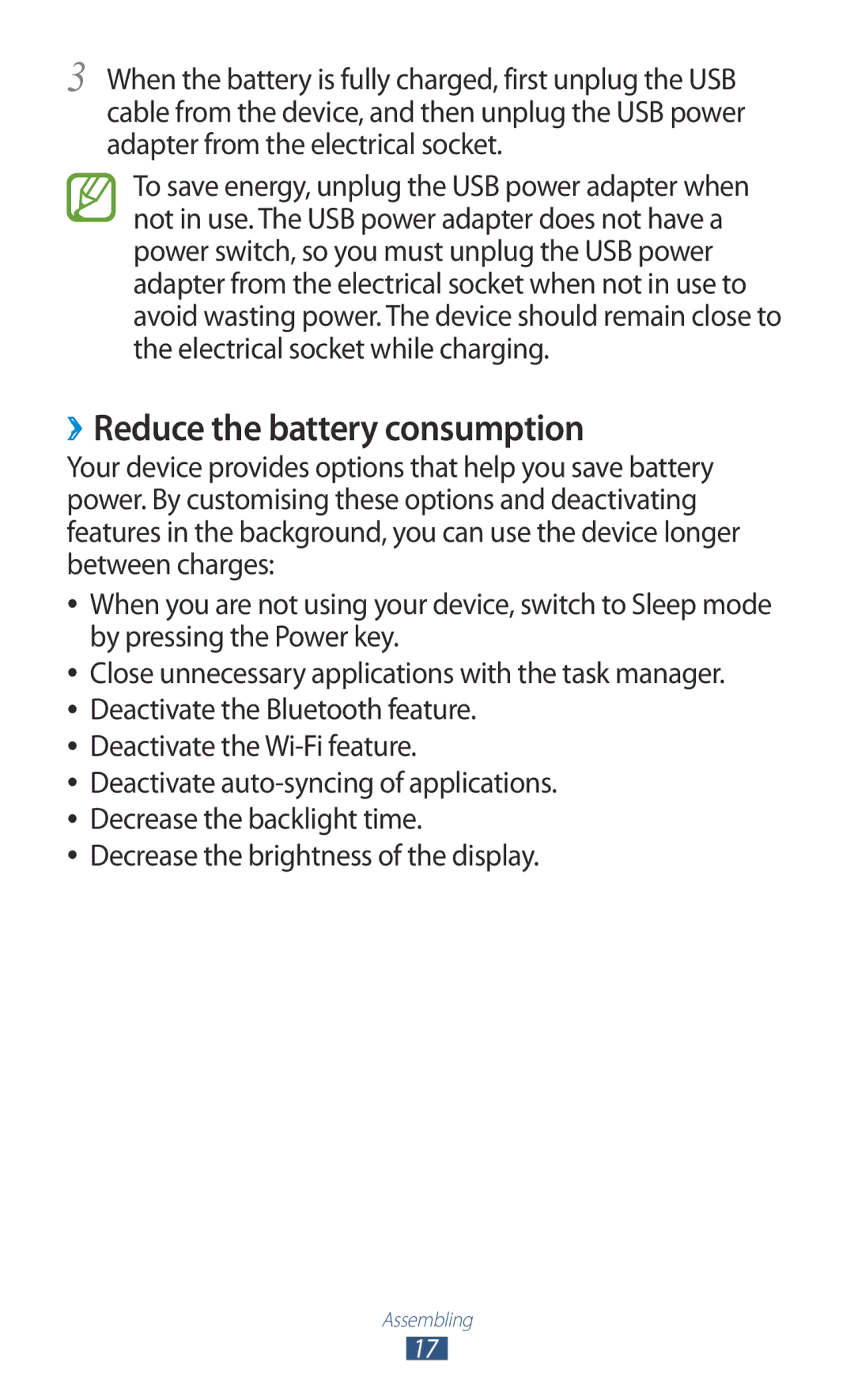 Samsung GT-P3100ZWEEUR, GT-P3100TSAVD2 manual ››Reduce the battery consumption, Decrease the brightness of the display 