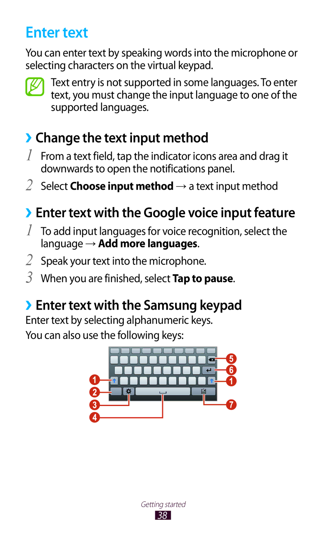 Samsung GT-P3100ZWEOMN, GT-P3100TSAVD2 manual ››Change the text input method, ››Enter text with the Samsung keypad 