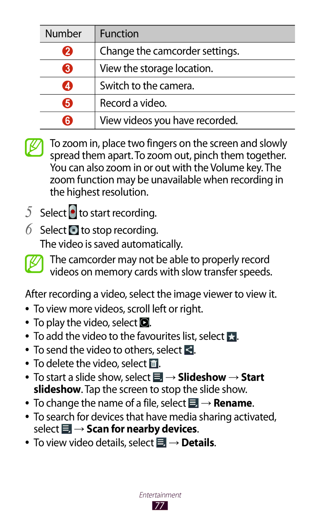 Samsung GT-P3100TSATHR, GT-P3100TSAVD2, GT-P3100ZWAHUI, GT-P3100ZWFDBT, GT-P3100TSFDBT manual To delete the video, select 