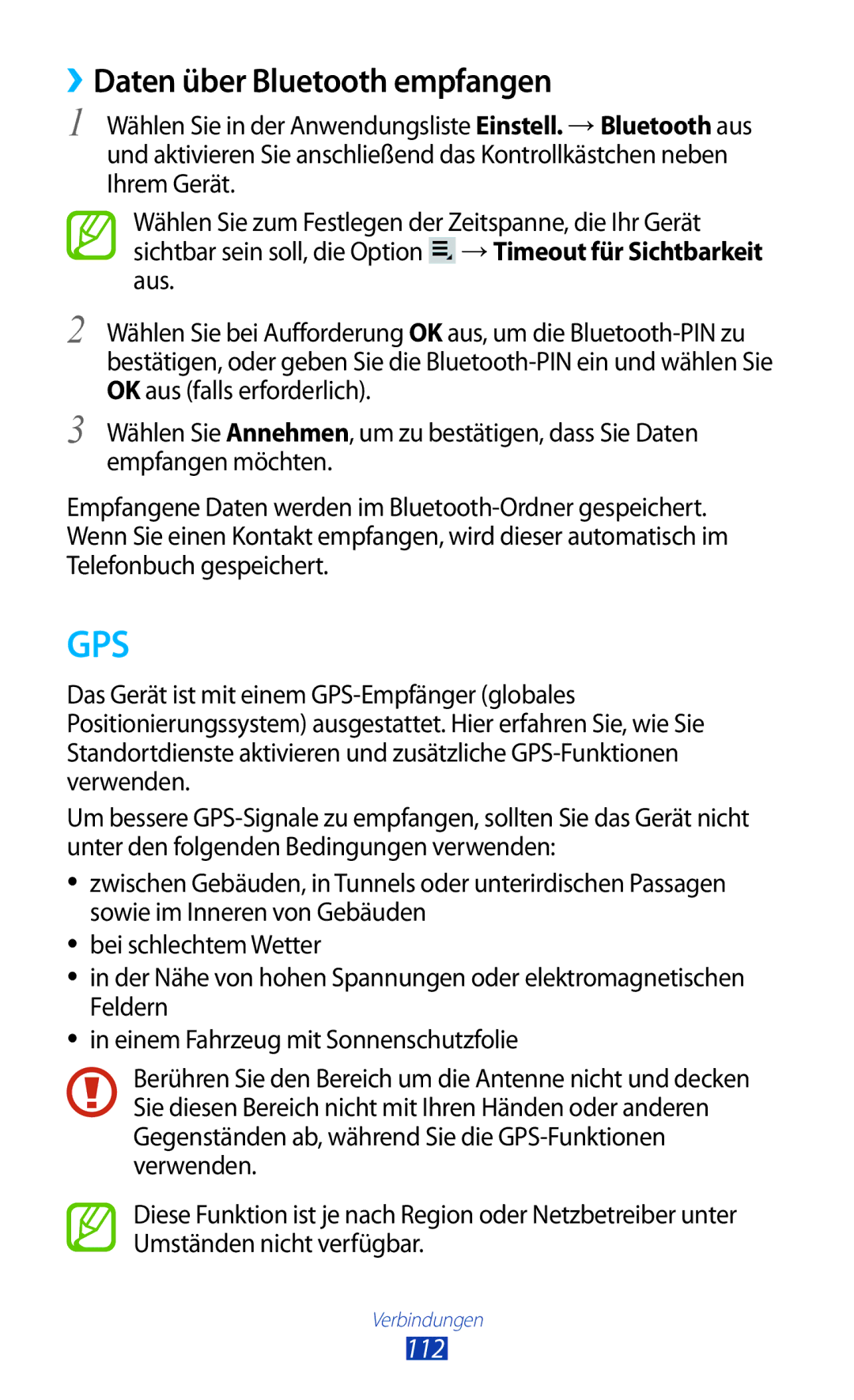 Samsung GT-P3100ZWFDBT, GT-P3100TSAVD2, GT-P3100ZWAHUI, GT-P3100TSFDBT, GT-P3100TSAXEO Gps, ››Daten über Bluetooth empfangen 