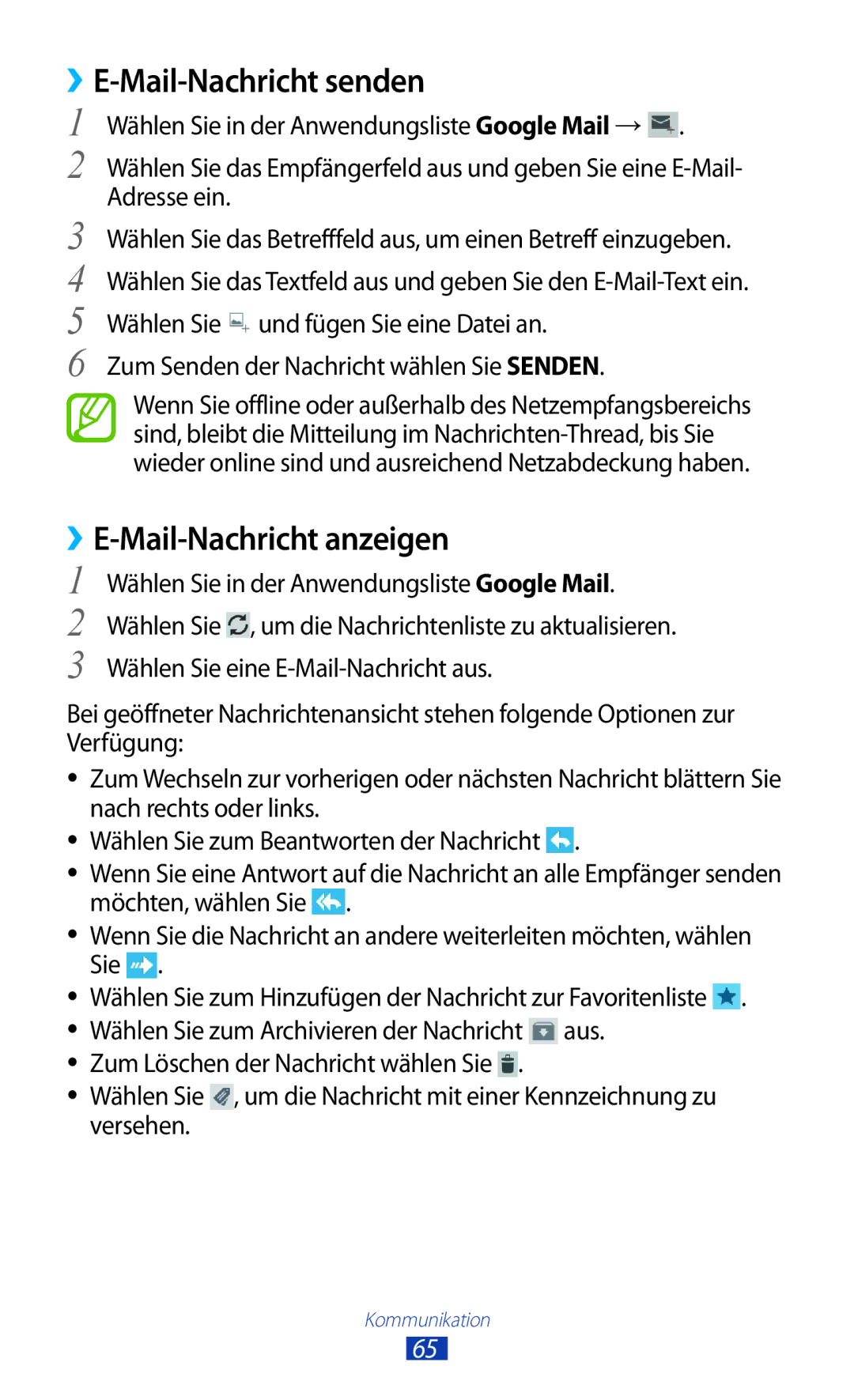 Samsung GT-P3100TSEDBT, GT-P3100TSAVD2, GT-P3100ZWAHUI, GT-P3100ZWFDBT ››E-Mail-Nachricht senden, Mail-Nachricht anzeigen 