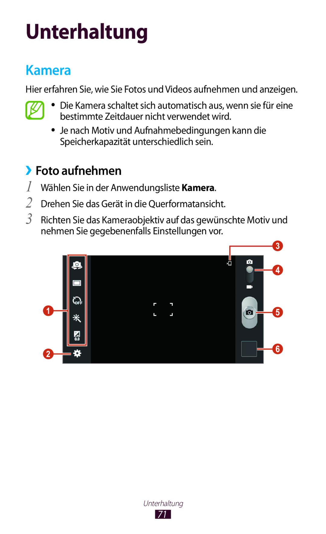 Samsung GT-P3100ZWETPH, GT-P3100TSAVD2, GT-P3100ZWAHUI, GT-P3100ZWFDBT, GT-P3100TSFDBT manual Kamera, ››Foto aufnehmen 