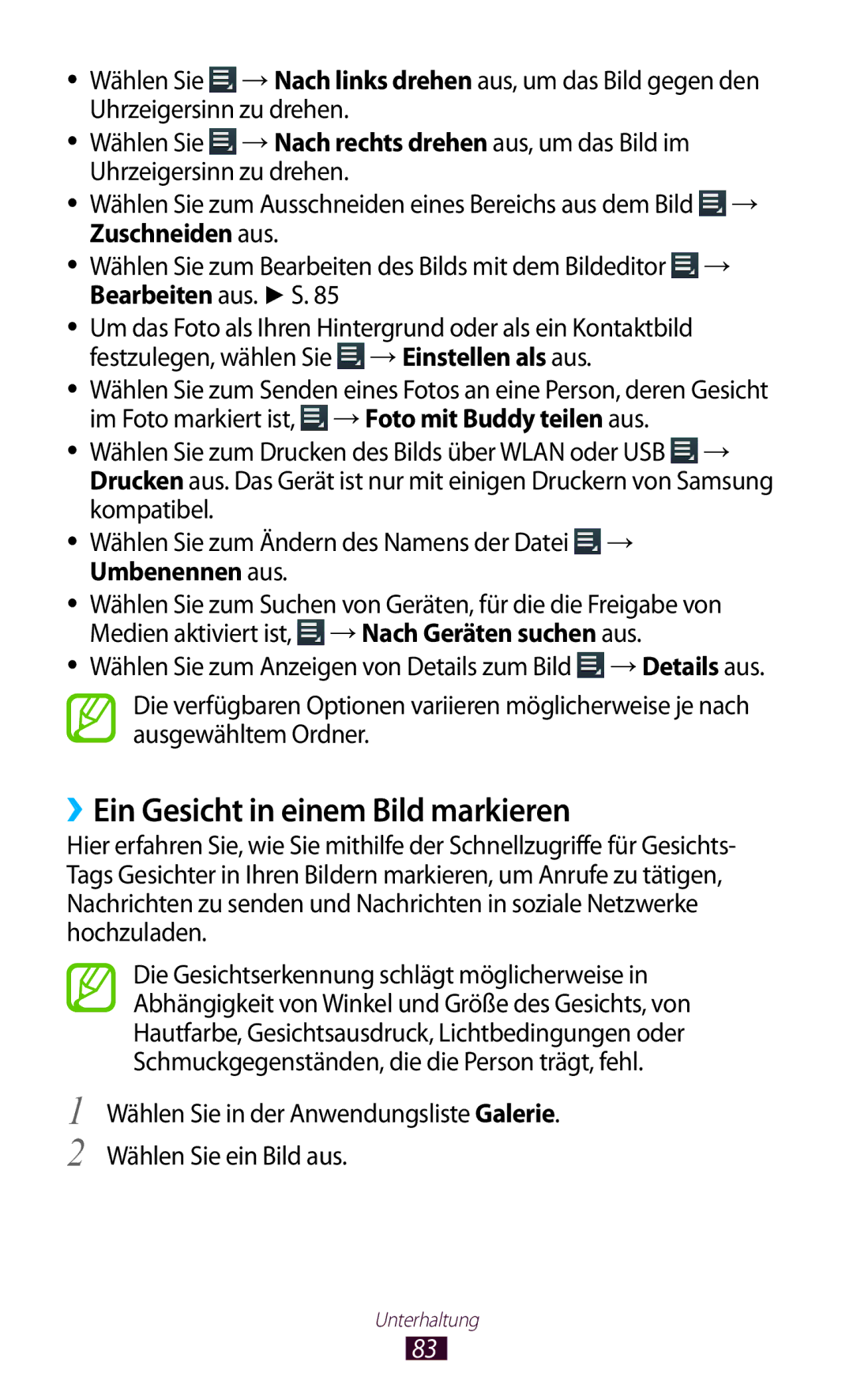 Samsung GT-P3100ZWEEUR, GT-P3100TSAVD2, GT-P3100ZWAHUI, GT-P3100ZWFDBT, GT-P3100TSFDBT ››Ein Gesicht in einem Bild markieren 