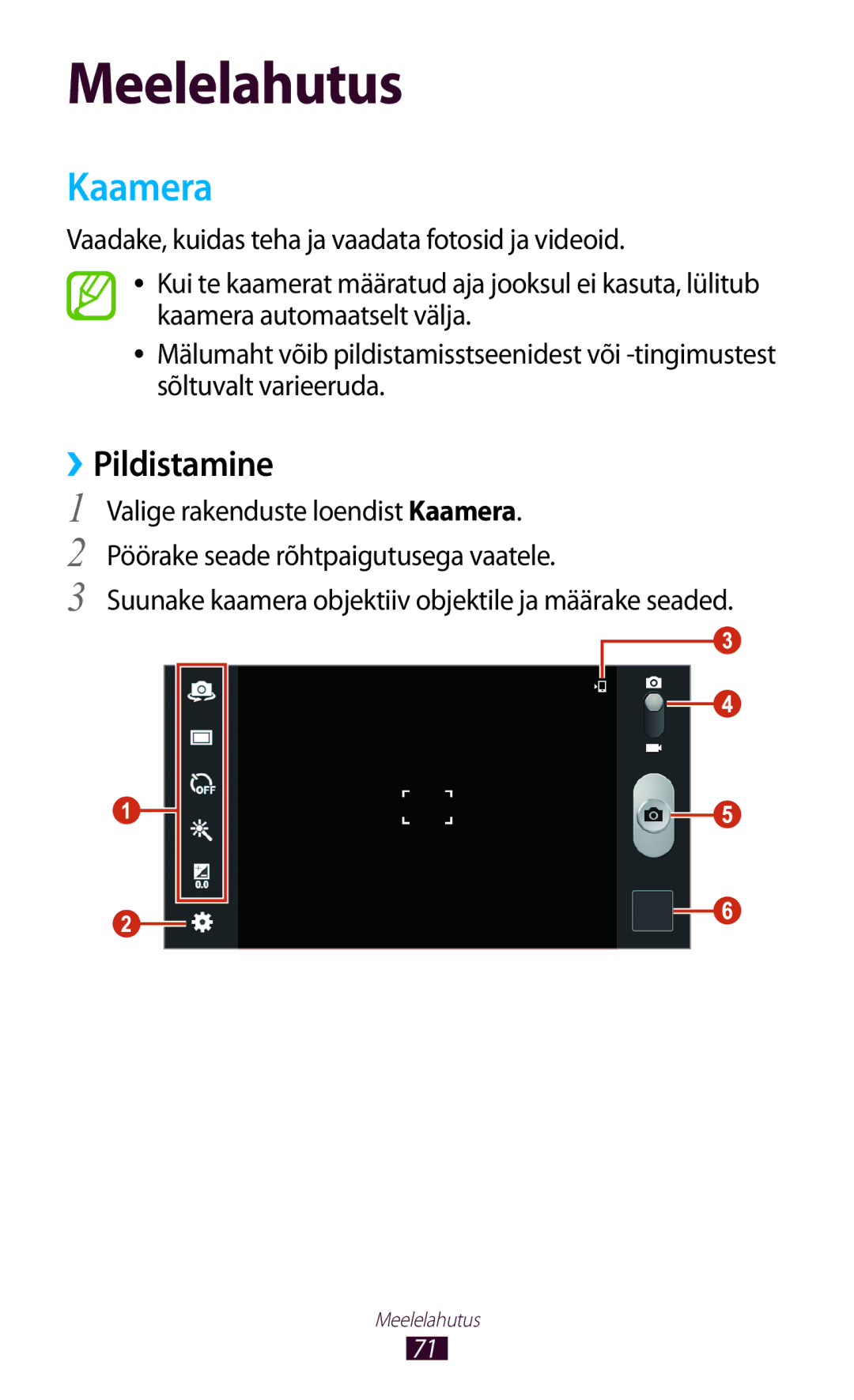 Samsung GT-P3100ZWASEB, GT-P3100TSESEB manual Kaamera, ››Pildistamine, Suunake kaamera objektiiv objektile ja määrake seaded 