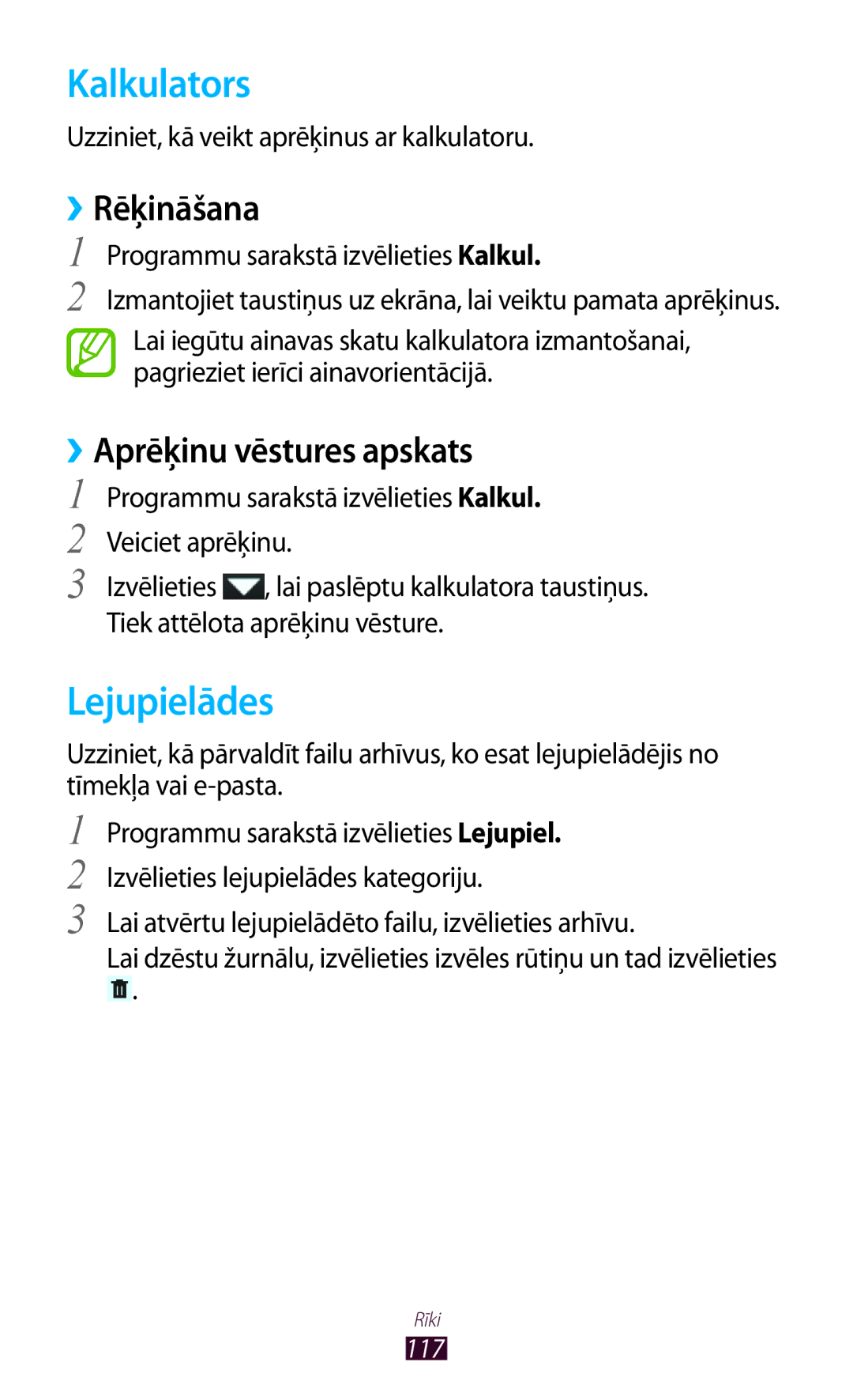 Samsung GT-P3100TSESEB, GT-P3100TSASEB, GT-P3100ZWASEB Kalkulators, Lejupielādes, ››Rēķināšana, ››Aprēķinu vēstures apskats 