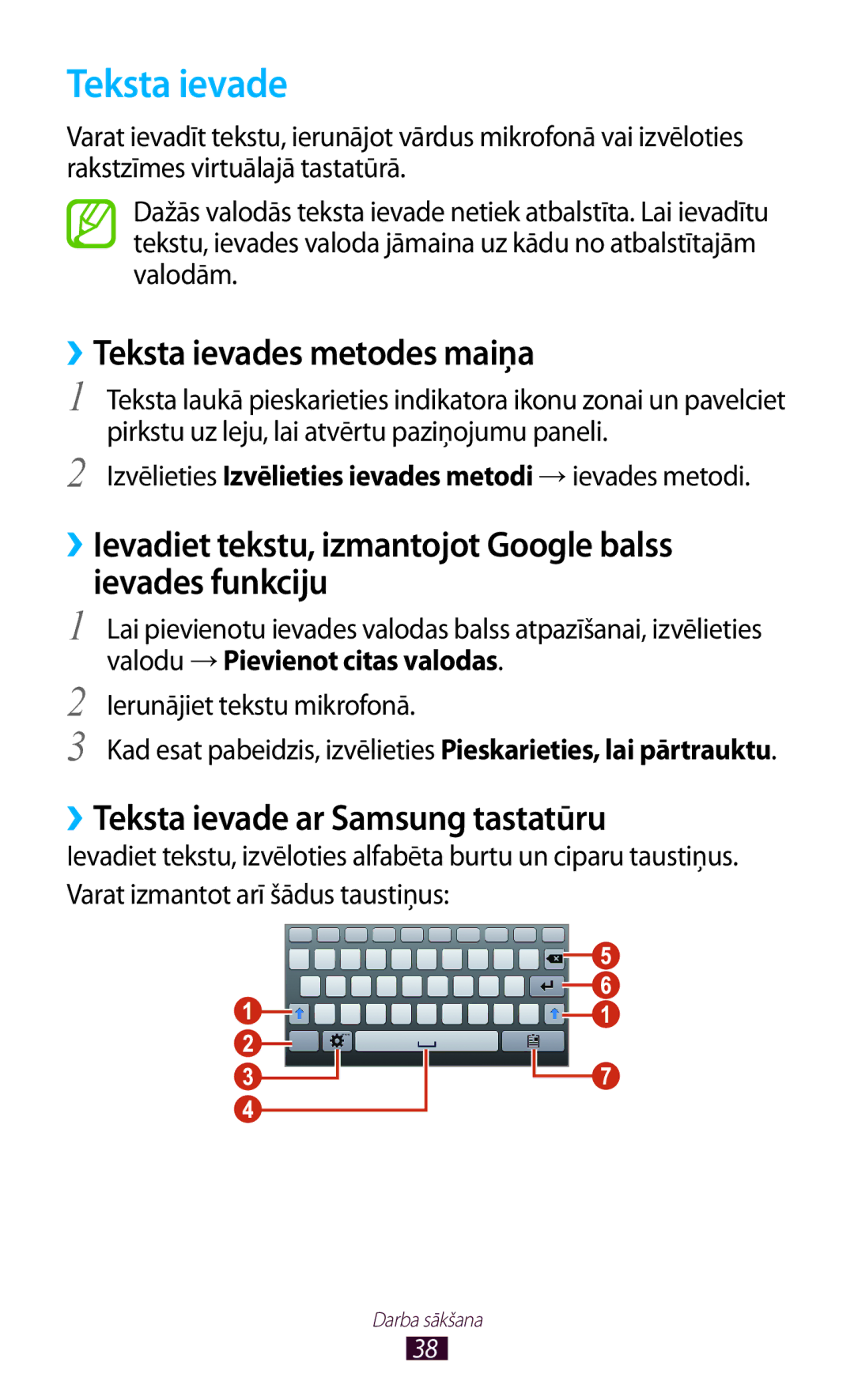 Samsung GT-P3100ZWASEB ››Teksta ievades metodes maiņa, ››Ievadiet tekstu, izmantojot Google balss ievades funkciju 