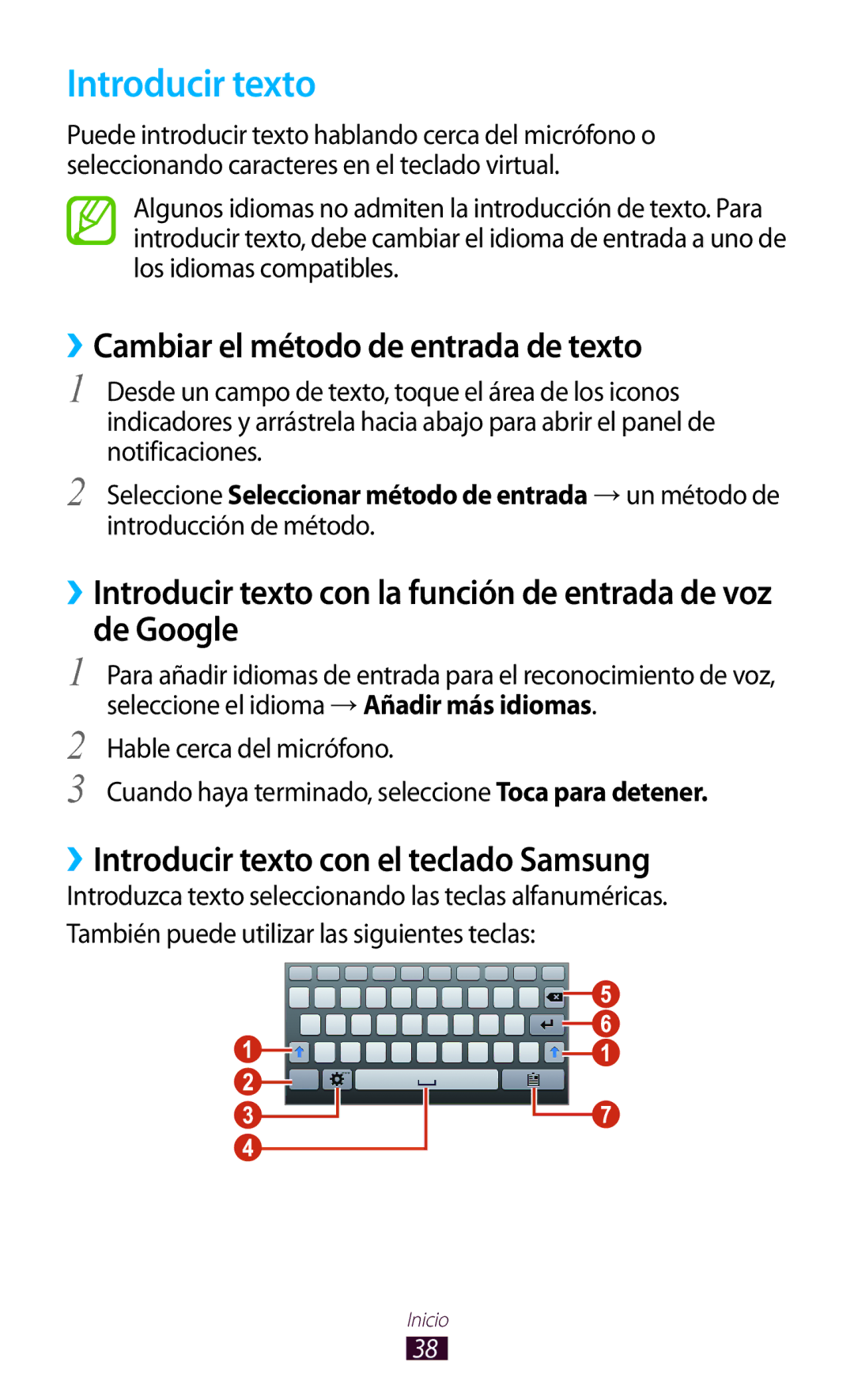 Samsung GT-P3100TSAPRO, GT-P3100ZWAAMN, GT-P3100ZWAPHE manual Introducir texto, ››Cambiar el método de entrada de texto 