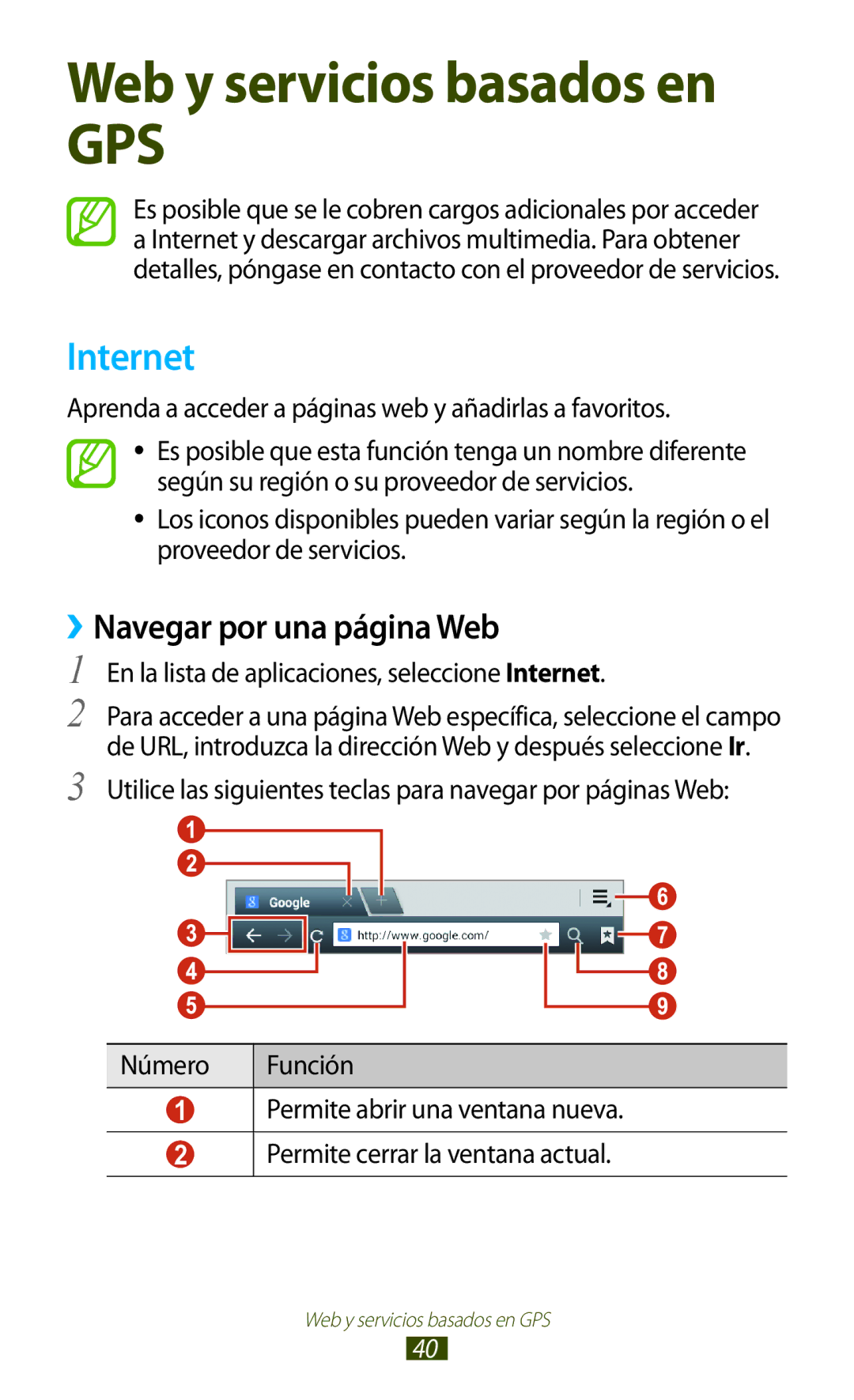 Samsung GT-P3100ZWAAMN Internet, ››Navegar por una página Web, Aprenda a acceder a páginas web y añadirlas a favoritos 