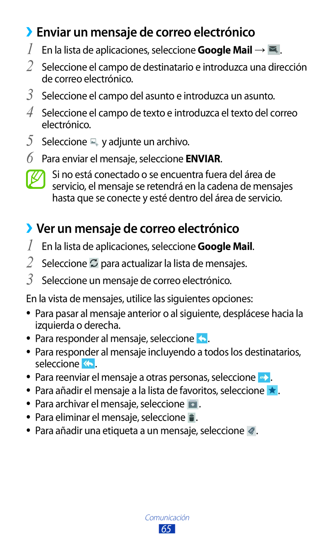 Samsung GT-P3100ZWEPHE, GT-P3100ZWAAMN ››Enviar un mensaje de correo electrónico, ››Ver un mensaje de correo electrónico 