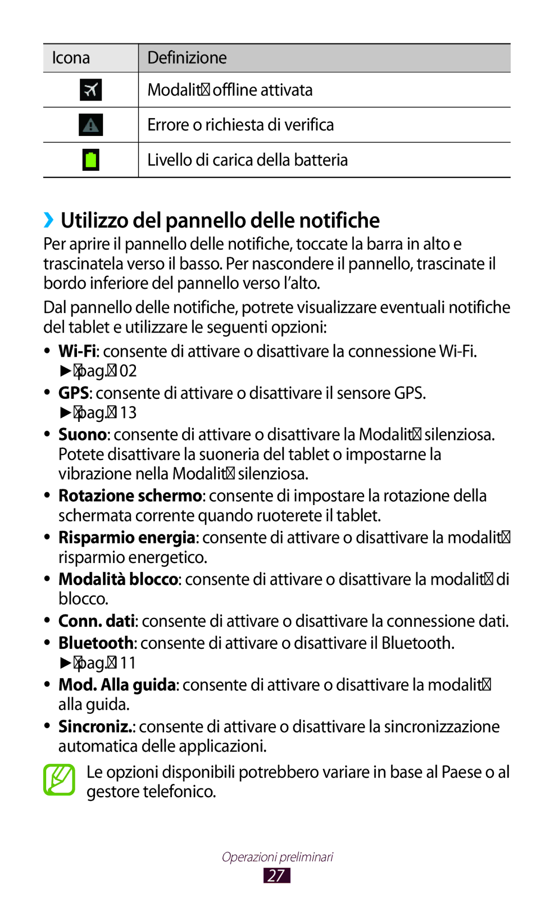 Samsung GT-P3100TSEOMN, GT-P3100ZWAHUI, GT-P3100ZWAITV, GT-P3100ZWAWIN manual ››Utilizzo del pannello delle notifiche 