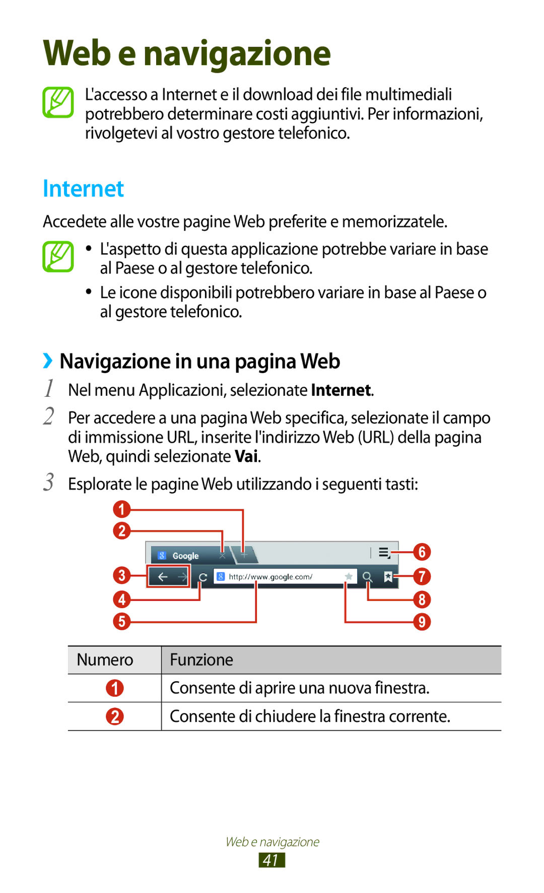 Samsung GT-P3100ZWEOMN, GT-P3100ZWAHUI, GT-P3100ZWAITV, GT-P3100ZWAWIN manual Internet, ››Navigazione in una pagina Web 