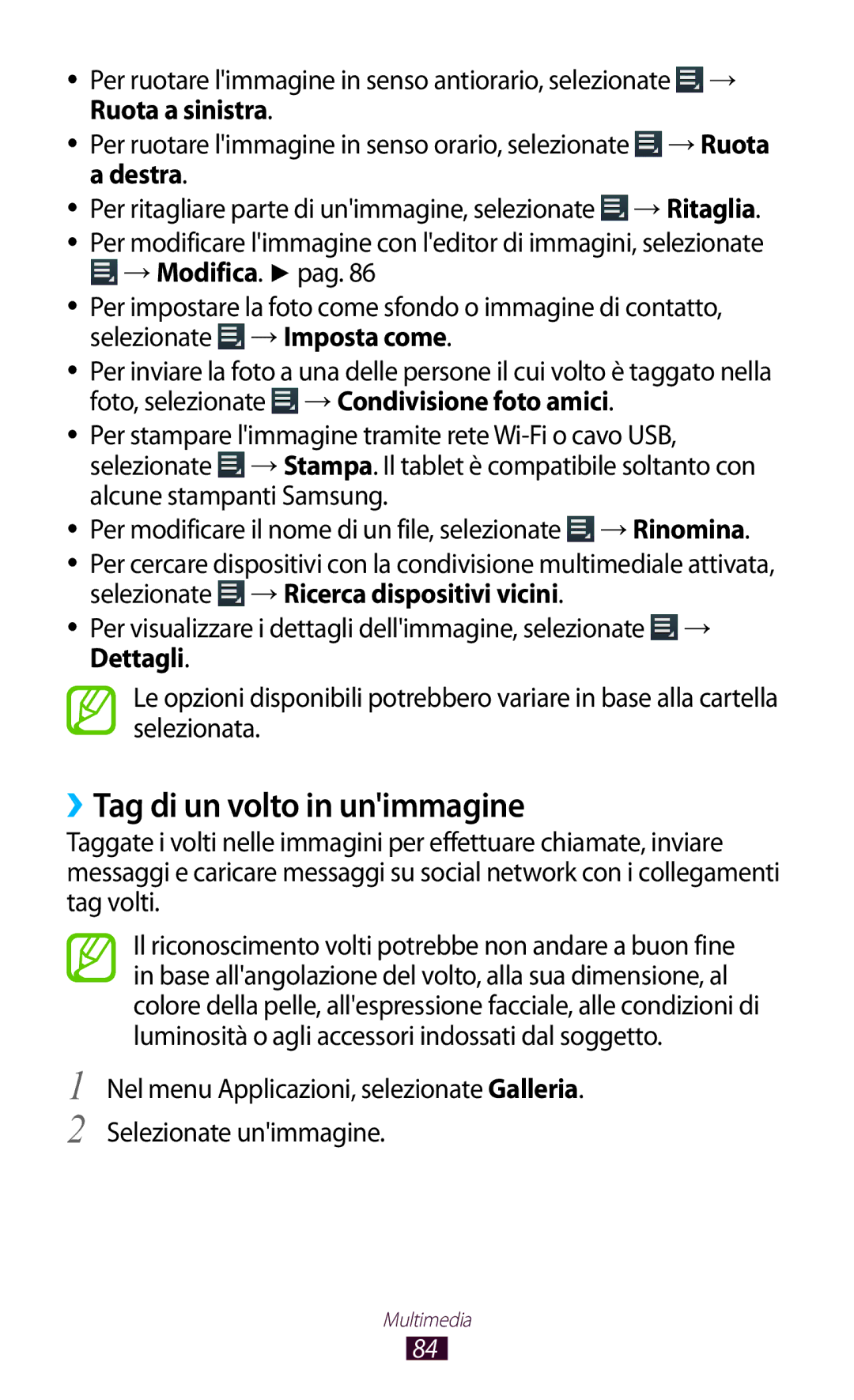 Samsung GT-P3100ZWAHUI, GT-P3100ZWAITV, GT-P3100ZWAWIN, GT-P3100TSEOMN, GT-P3100TSEITV manual ››Tag di un volto in unimmagine 