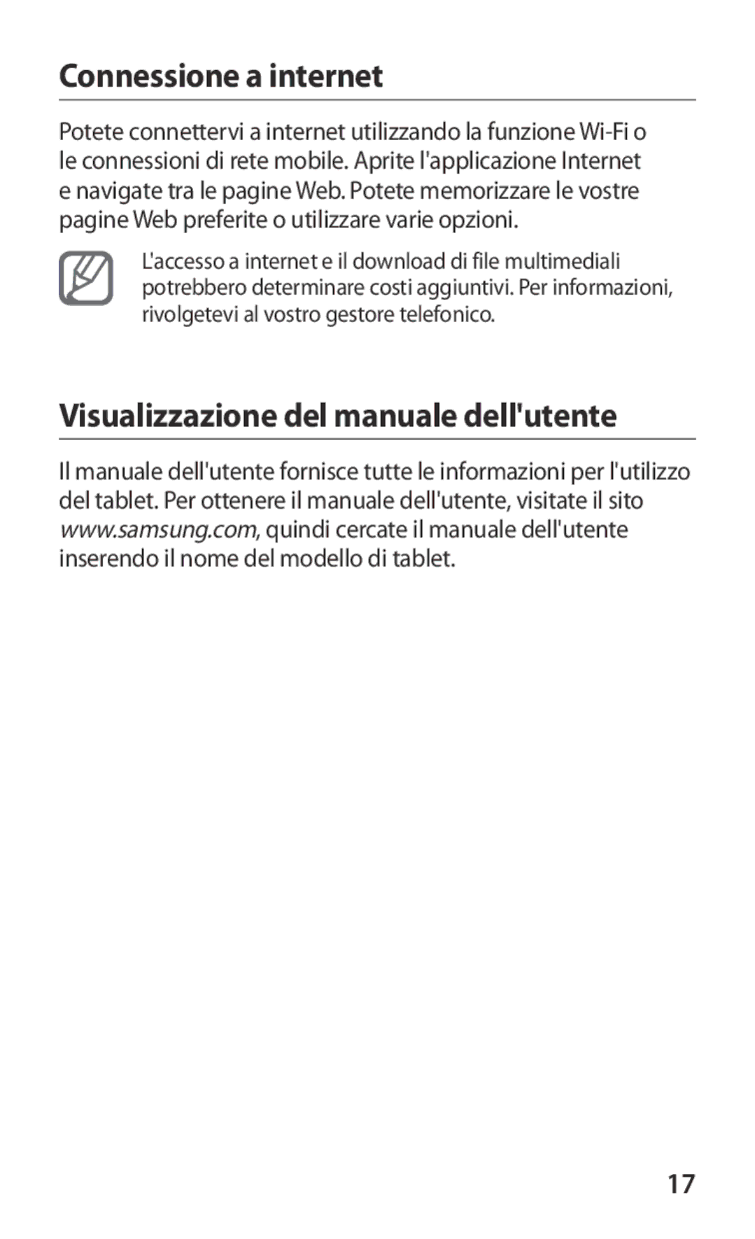 Samsung GT-P3100ZWEOMN, GT-P3100ZWAHUI, GT-P3100ZWAITV Connessione a internet, Visualizzazione del manuale dellutente 