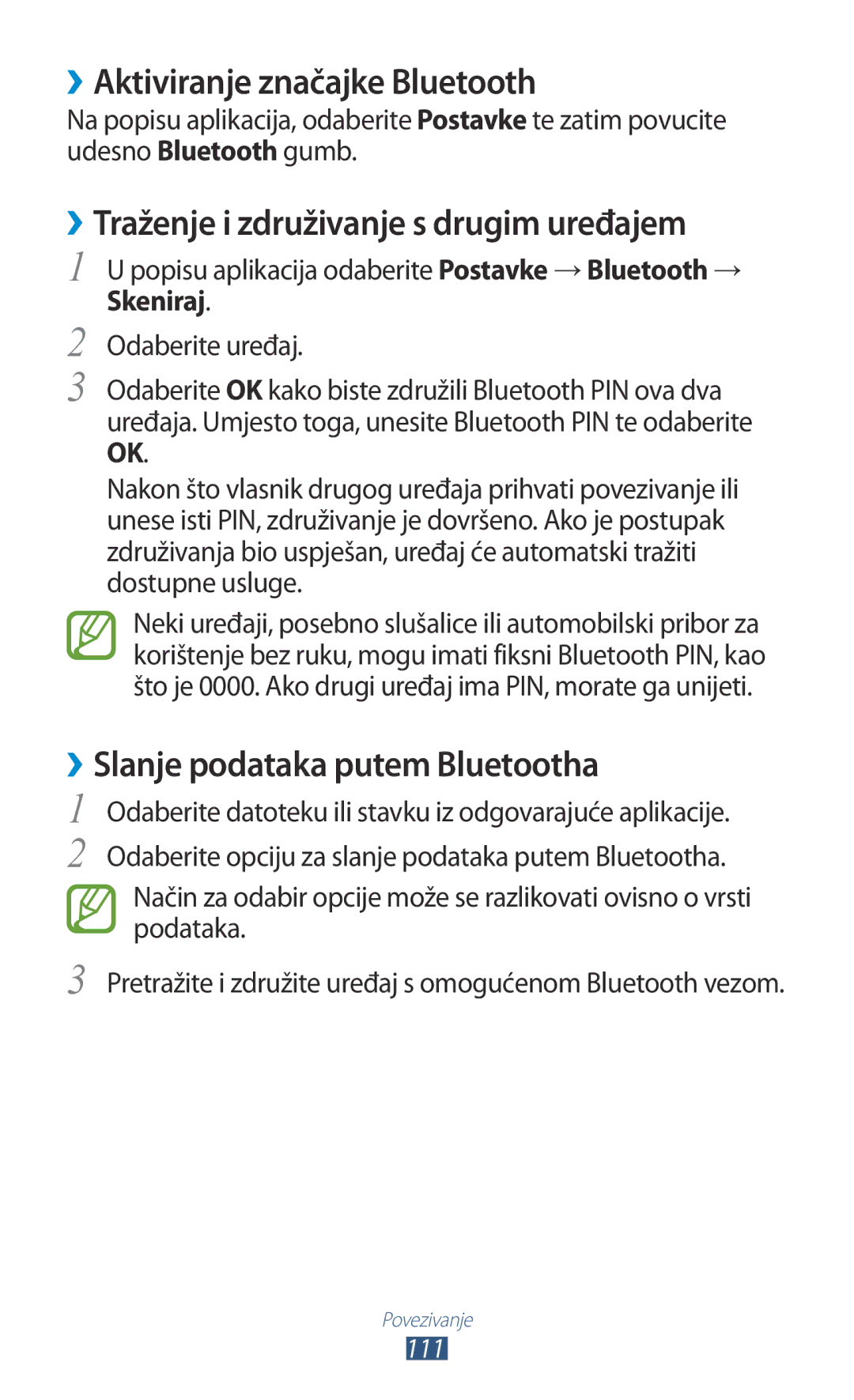 Samsung GT-P3100TSETWO manual ››Aktiviranje značajke Bluetooth, ››Traženje i združivanje s drugim uređajem, Skeniraj 