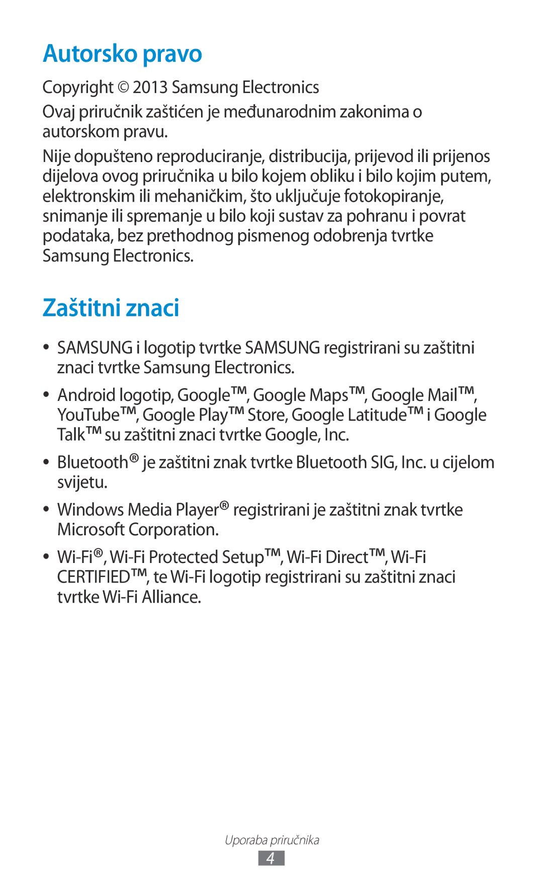 Samsung GT-P3100TSAVIP, GT-P3100ZWATRA, GT-P3100ZWAVIP, GT-P3100TSEVIP, GT-P3100TSASMO manual Autorsko pravo, Zaštitni znaci 