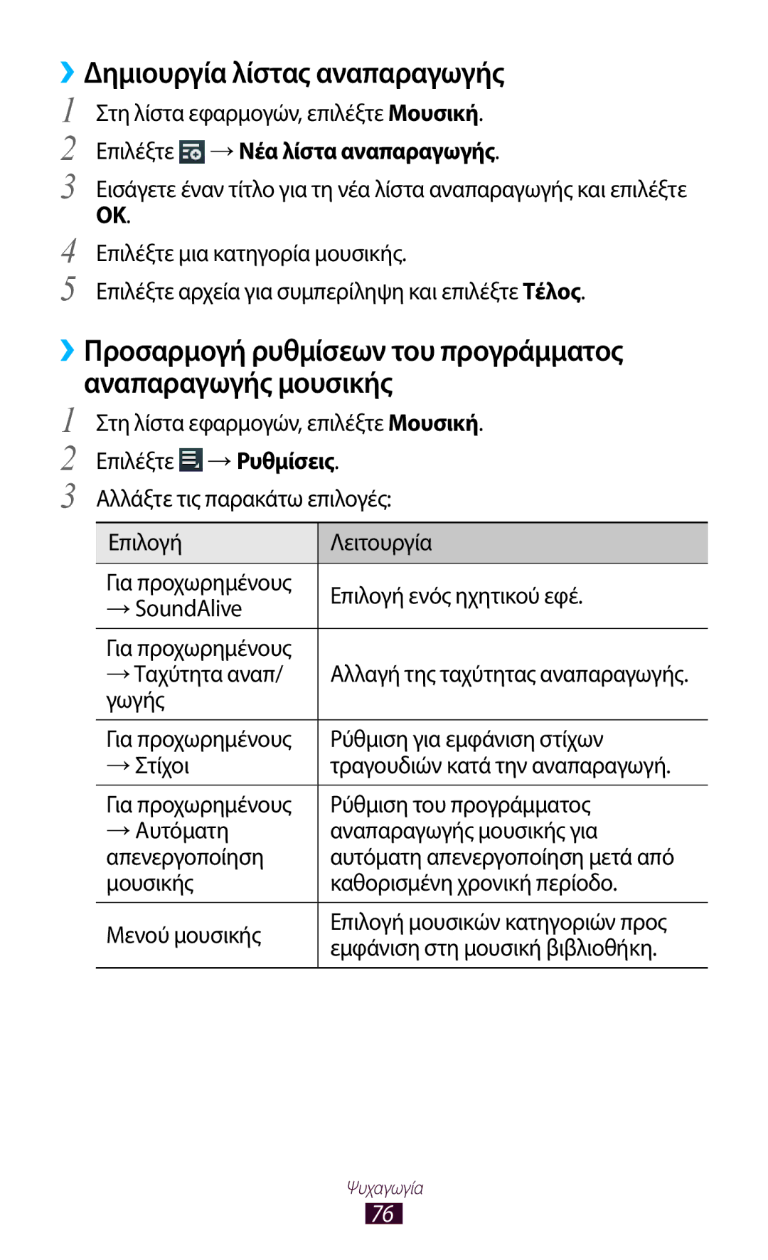 Samsung GT-P3110ZWEEUR, GT-P3110TSAEUR, GT-P3110TSEEUR, GT-P3110TSACYV, GT-P3110ZWACYV manual ››Δημιουργία λίστας αναπαραγωγής 