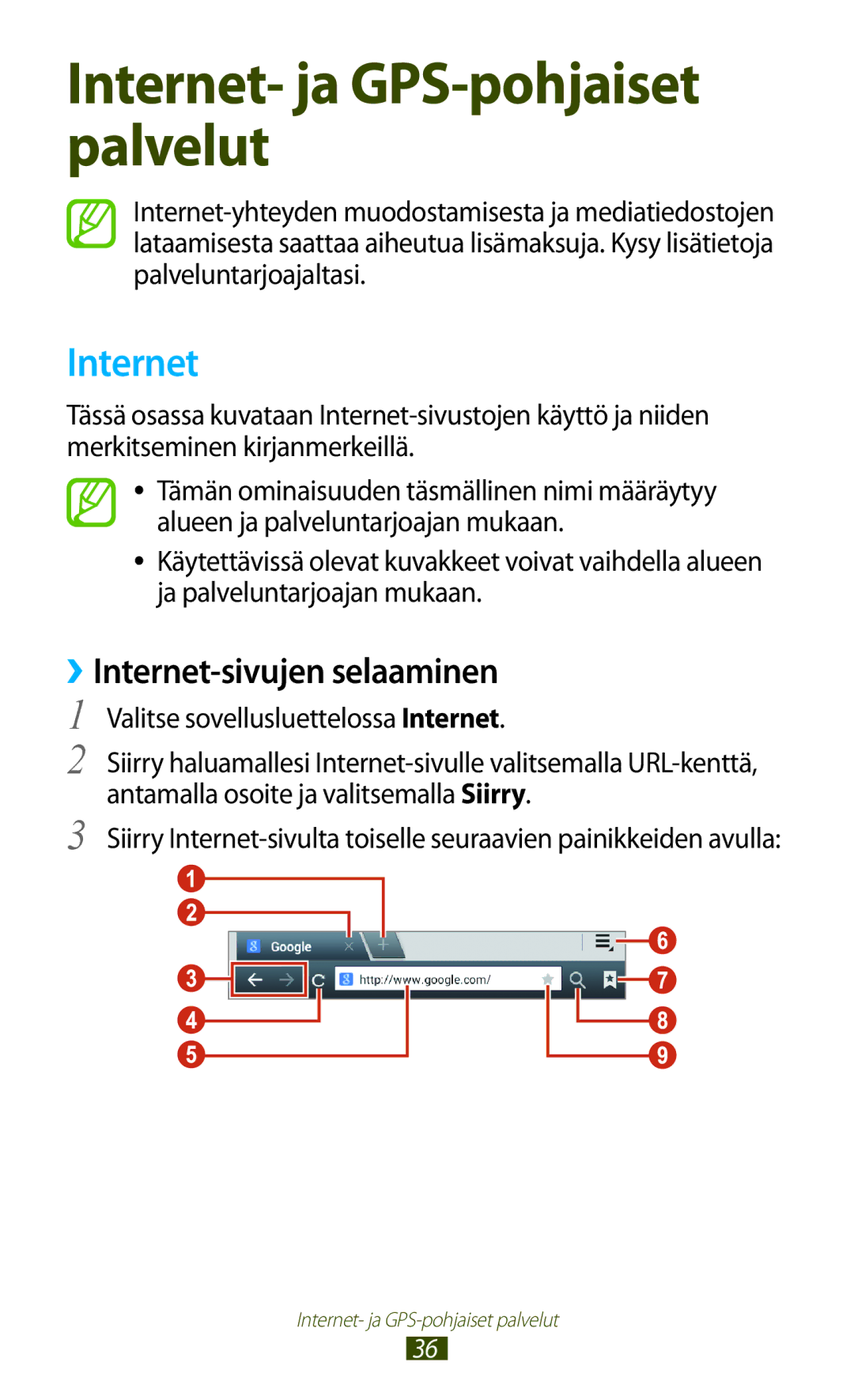 Samsung GT-P3110TSANEE, GT-P3110ZWANEE, GT-P3110GRANEE manual ››Internet-sivujen selaaminen 