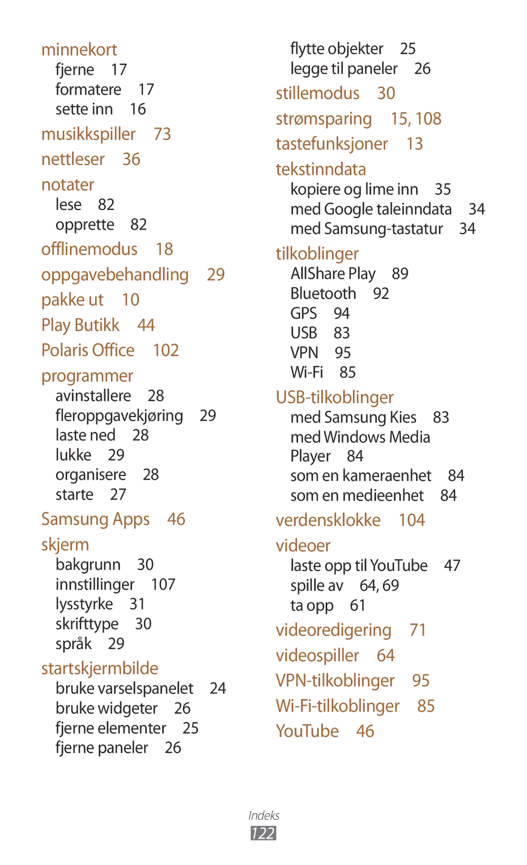 Samsung GT-P3110GRANEE, GT-P3110TSANEE, GT-P3110ZWANEE manual Minnekort 