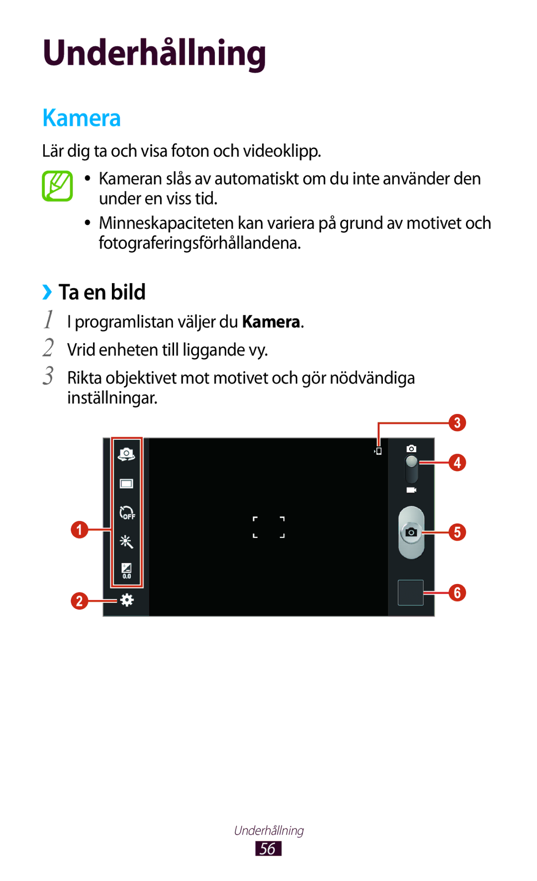 Samsung GT-P3110GRANEE, GT-P3110TSANEE, GT-P3110ZWANEE manual Kamera, ››Ta en bild 