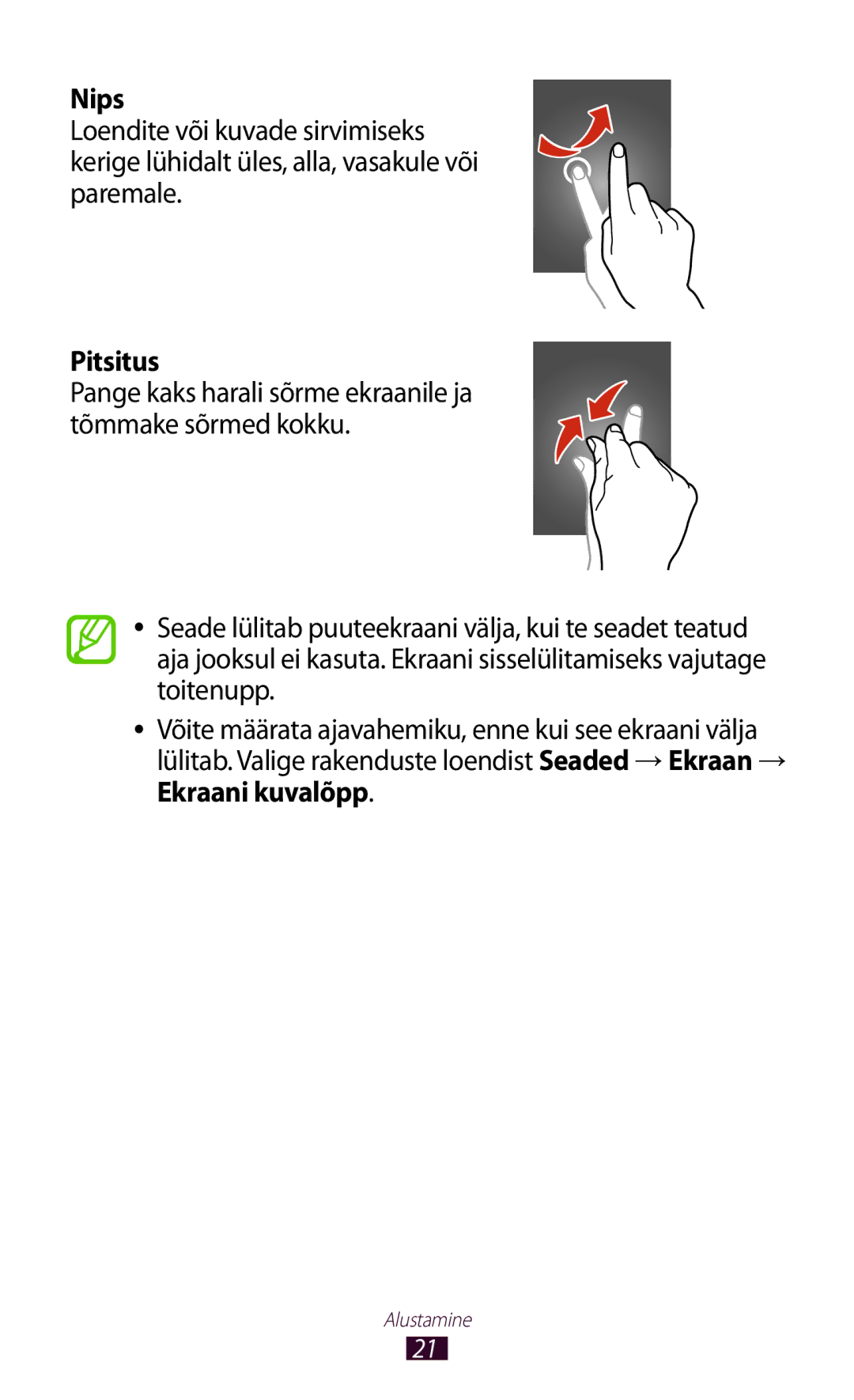 Samsung GT-P3110ZWASEB, GT-P3110TSASEB manual Nips, Pitsitus 